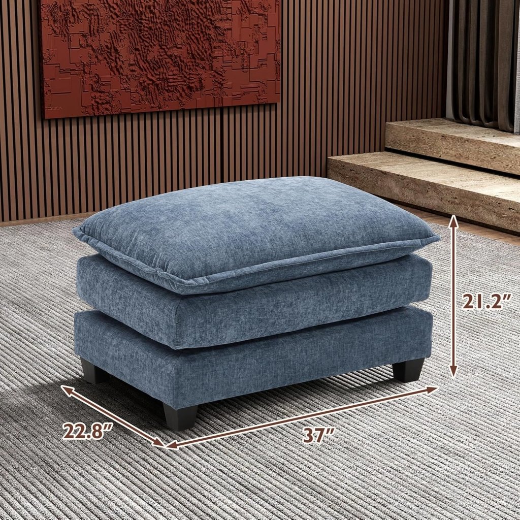 111.4 Inch L - Shaped Modern Sofa Modular Cloud Sofa with Ottoman, 4 - Seater Chenille Deep Seat Sofa with Pillows for Living Room, Bedroom and Apartment, Beige - Wigtrends