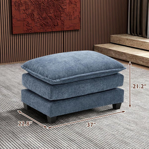 111.4 Inch L - Shaped Modern Sofa Modular Cloud Sofa with Ottoman, 4 - Seater Chenille Deep Seat Sofa with Pillows for Living Room, Bedroom and Apartment, Beige - Wigtrends