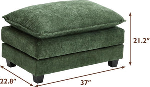 111.4 Inch L - Shaped Modern Sofa Modular Cloud Sofa with Ottoman, 4 - Seater Chenille Deep Seat Sofa with Pillows for Living Room, Bedroom and Apartment, Beige - Wigtrends