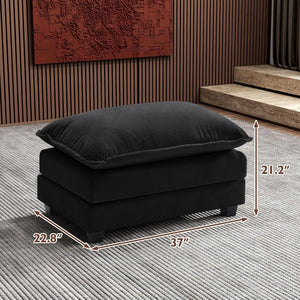 111.4 Inch L - Shaped Modern Sofa Modular Cloud Sofa with Ottoman, 4 - Seater Chenille Deep Seat Sofa with Pillows for Living Room, Bedroom and Apartment, Beige - Wigtrends