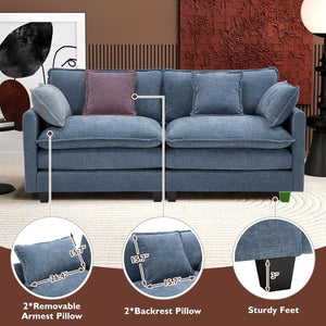111.4 Inch L - Shaped Modern Sofa Modular Cloud Sofa with Ottoman, 4 - Seater Chenille Deep Seat Sofa with Pillows for Living Room, Bedroom and Apartment, Beige - Wigtrends