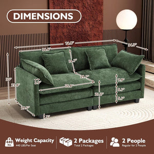 111.4 Inch L - Shaped Modern Sofa Modular Cloud Sofa with Ottoman, 4 - Seater Chenille Deep Seat Sofa with Pillows for Living Room, Bedroom and Apartment, Beige - Wigtrends