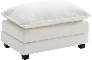 111.4 Inch L - Shaped Modern Sofa Modular Cloud Sofa with Ottoman, 4 - Seater Chenille Deep Seat Sofa with Pillows for Living Room, Bedroom and Apartment, Beige - Wigtrends
