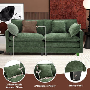 111.4 Inch L - Shaped Modern Sofa Modular Cloud Sofa with Ottoman, 4 - Seater Chenille Deep Seat Sofa with Pillows for Living Room, Bedroom and Apartment, Beige - Wigtrends