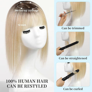 12 Inch Women's Wigs Real Hair Handmade Wig Hairpieces - Wigtrends