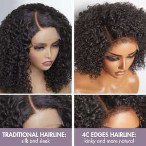 12" Natural Looking Kinky Curly Wigs with Baby Hair - Wigtrends