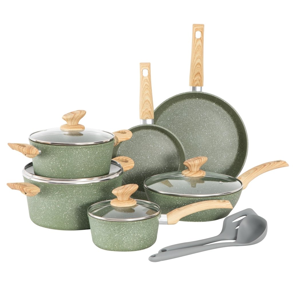 12 Piece Pots and Pans Set Granite Cooking Set - Wigtrends