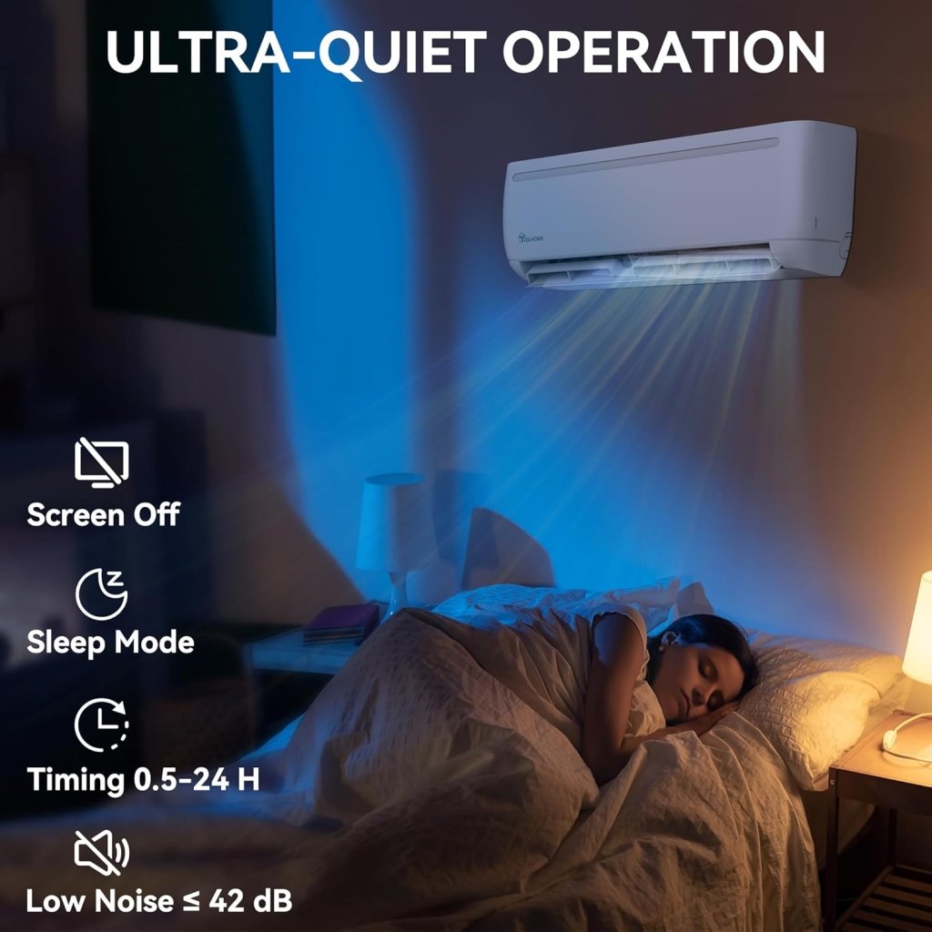 12000 BTU Mini Split Air Conditioner Heat Pump System, Wifi Enabled 20 SEER2 115V Inverter Ductless AC Cool Up to 750 Sq. Ft, Compatible with Alexa, Complete Installation Kit, White - Wigtrends