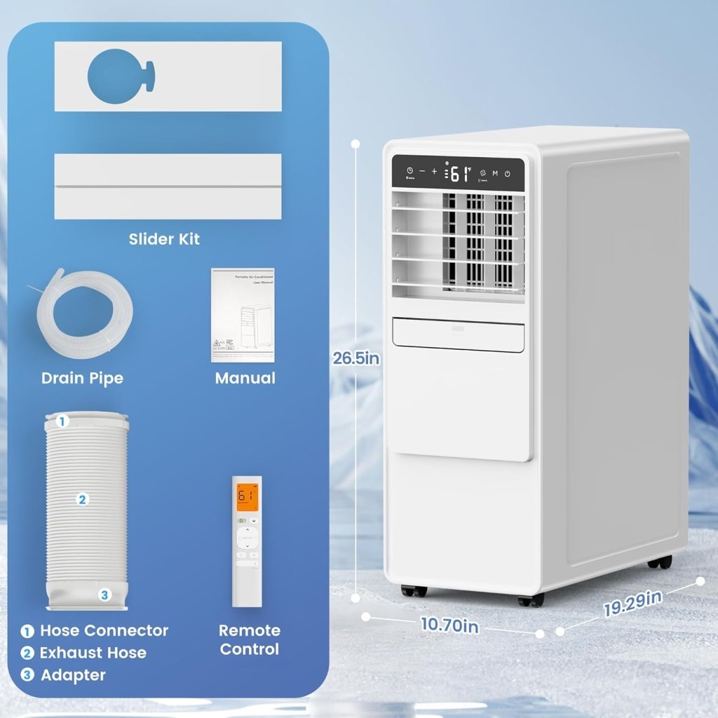12000 BTU Portable Air Conditioners for Room up to 500 sq.ft, 3 - in - 1 Free Standing Quiet Portable AC Unit with Fan & Dehumidifier, Remote Control, Sleep Mode/24h Timer, 4 Speed, Auto Swing - Wigtrends