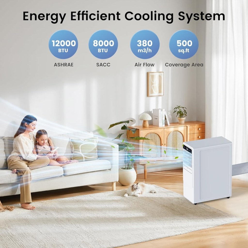 12000 BTU Portable Air Conditioners for Room up to 500 sq.ft, 3 - in - 1 Free Standing Quiet Portable AC Unit with Fan & Dehumidifier, Remote Control, Sleep Mode/24h Timer, 4 Speed, Auto Swing - Wigtrends