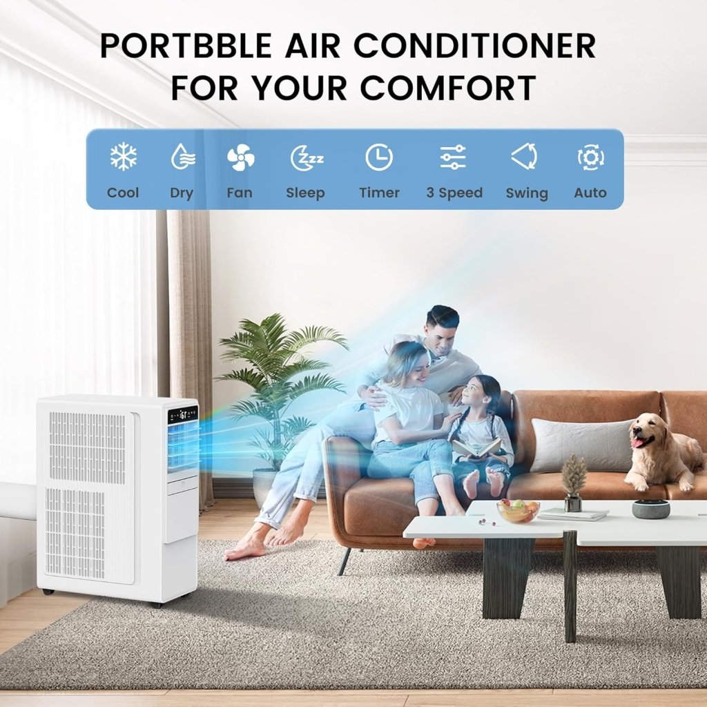 12000 BTU Portable Air Conditioners for Room up to 500 sq.ft, 3 - in - 1 Free Standing Quiet Portable AC Unit with Fan & Dehumidifier, Remote Control, Sleep Mode/24h Timer, 4 Speed, Auto Swing - Wigtrends
