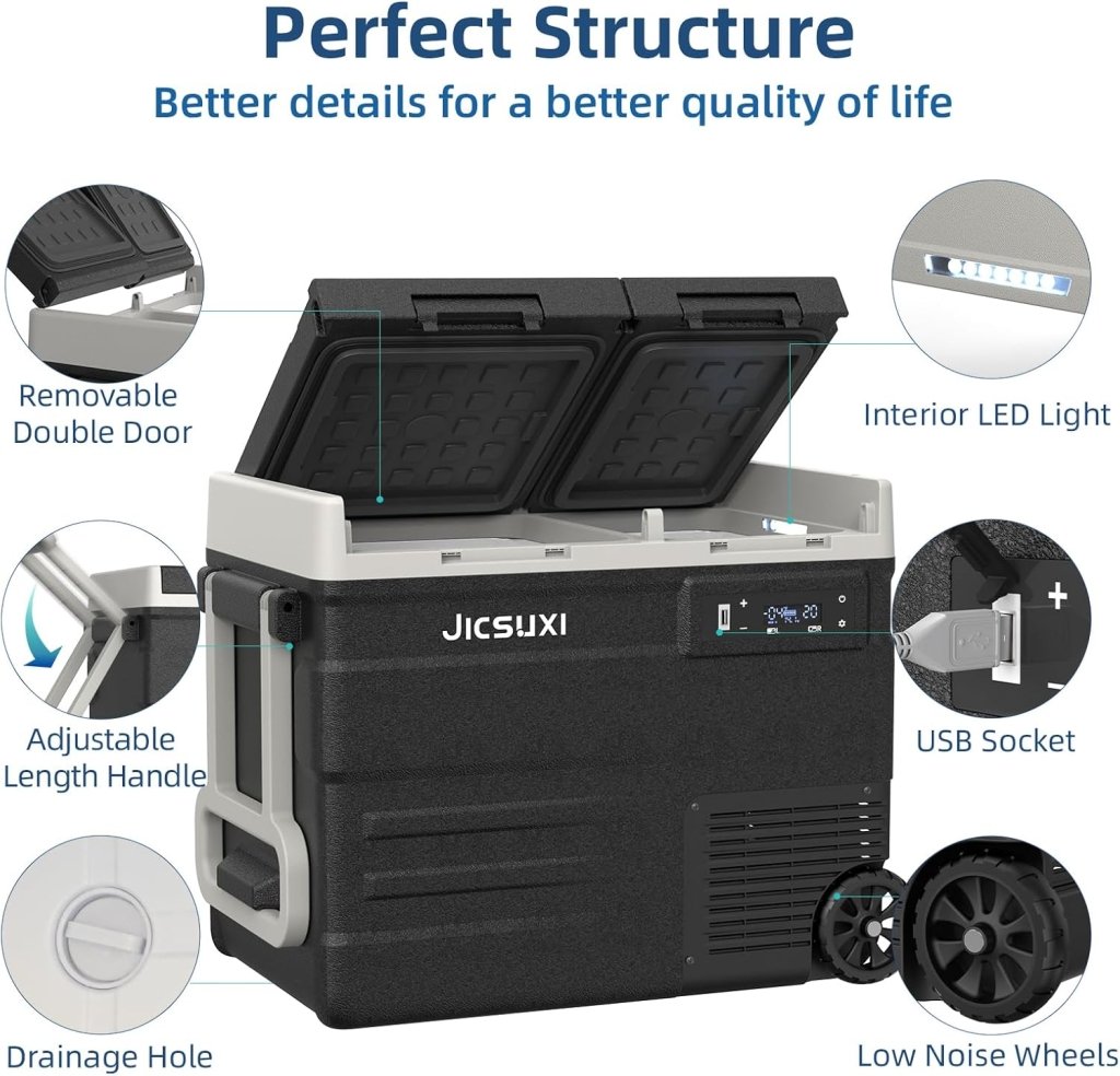 12V Car Refrigerator, 17 Quart Portable Freezer 12 Car Fridge ( - 4F~68F) Compressor Electric Cooler with 12/24V DC 110 - 240V AC, APP Control For Car Truck RV Camping, Travel Outdoor Home - Wigtrends