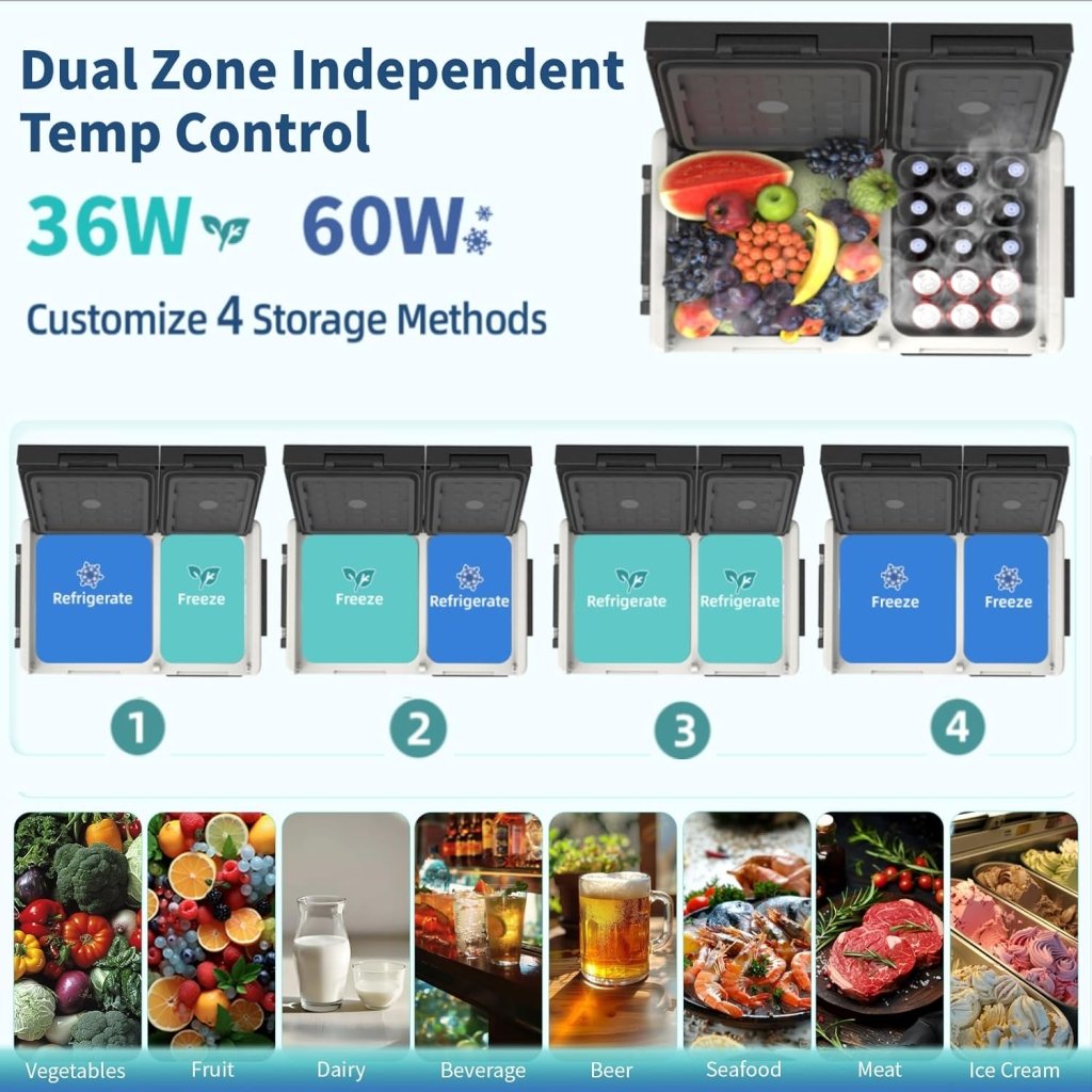 12V Car Refrigerator, 17 Quart Portable Freezer 12 Car Fridge ( - 4F~68F) Compressor Electric Cooler with 12/24V DC 110 - 240V AC, APP Control For Car Truck RV Camping, Travel Outdoor Home - Wigtrends