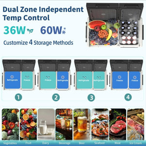 12V Car Refrigerator, 17 Quart Portable Freezer 12 Car Fridge ( - 4F~68F) Compressor Electric Cooler with 12/24V DC 110 - 240V AC, APP Control For Car Truck RV Camping, Travel Outdoor Home - Wigtrends