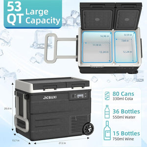 12V Car Refrigerator, 17 Quart Portable Freezer 12 Car Fridge ( - 4F~68F) Compressor Electric Cooler with 12/24V DC 110 - 240V AC, APP Control For Car Truck RV Camping, Travel Outdoor Home - Wigtrends