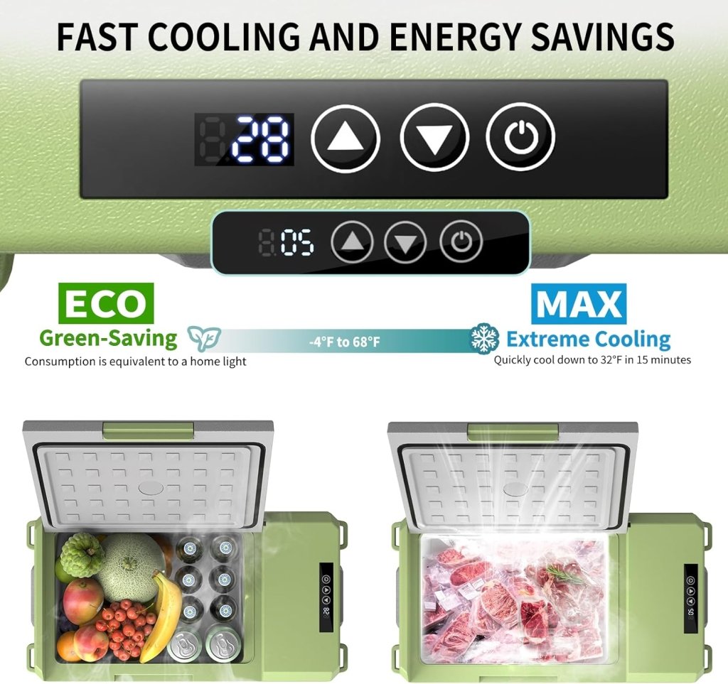 12V Car Refrigerator, 17 Quart Portable Freezer 12 Car Fridge ( - 4F~68F) Compressor Electric Cooler with 12/24V DC 110 - 240V AC, APP Control For Car Truck RV Camping, Travel Outdoor Home - Wigtrends