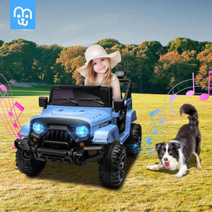 12V Kids Electric Ride on Truck Car Remote Control, Twin 35W Motors 3.5MPH Max Speed, Bluetooth USB Music Player, 4 Wheels Suspension LED Lights Safety Belt, Gift for Boy & Girl - Rosy - Wigtrends