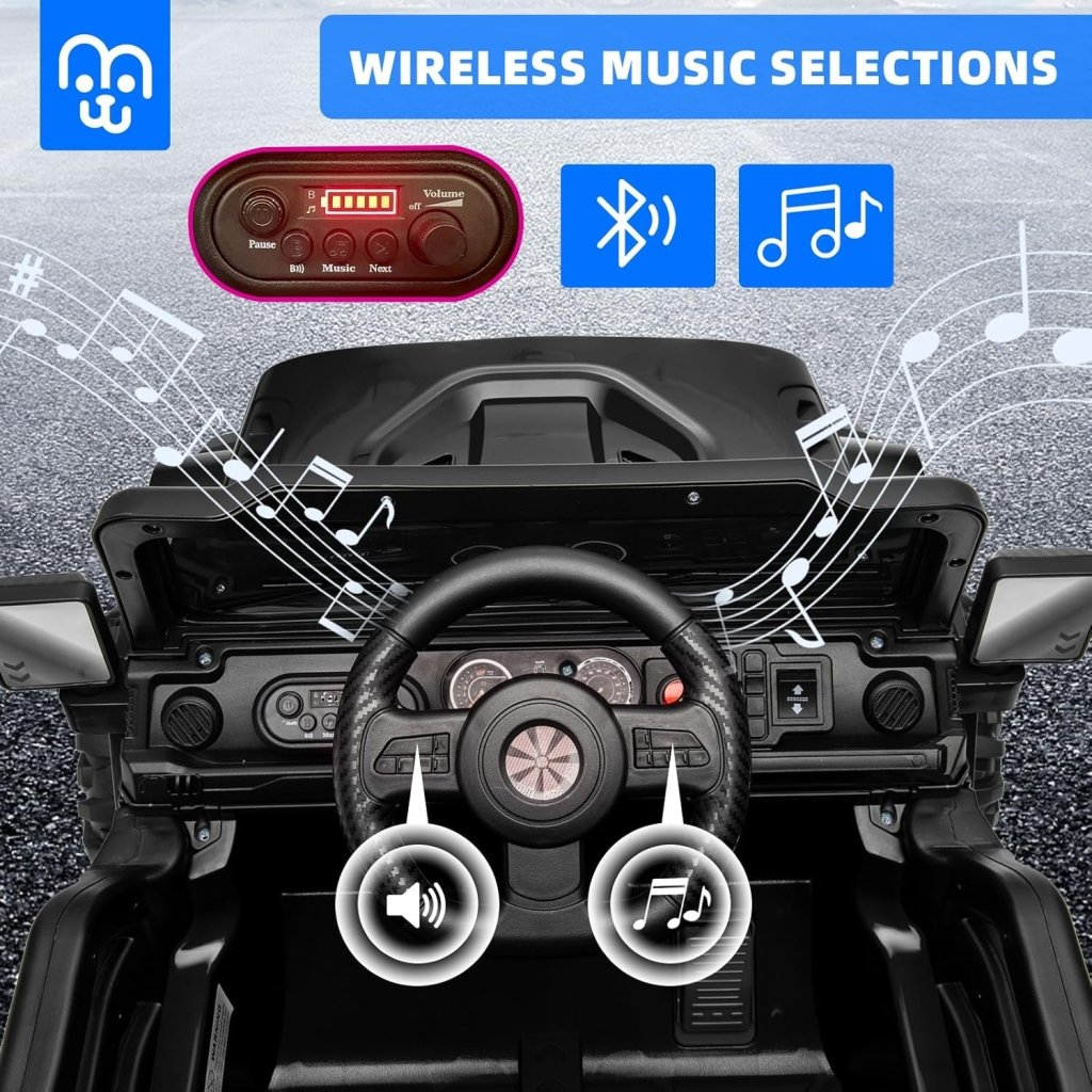 12V Kids Electric Ride on Truck Car Remote Control, Twin 35W Motors 3.5MPH Max Speed, Bluetooth USB Music Player, 4 Wheels Suspension LED Lights Safety Belt, Gift for Boy & Girl - Rosy - Wigtrends