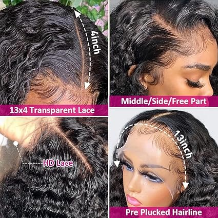 13x4 Glueless Deep Wave Lace Front Human Hair Wig for Black Women - Wigtrends