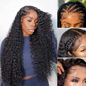 13x4 Glueless Lace Front Curly Easy - Wear Upgrade HD Lace Natural Black Human Hair Wigs - Wigtrends