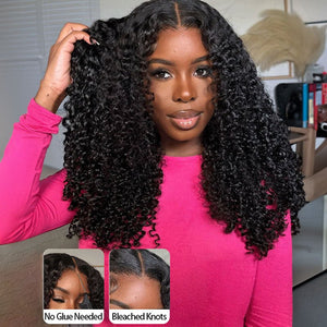 13x4 Glueless Lace Front Curly Easy - Wear Upgrade HD Lace Natural Black Human Hair Wigs - Wigtrends