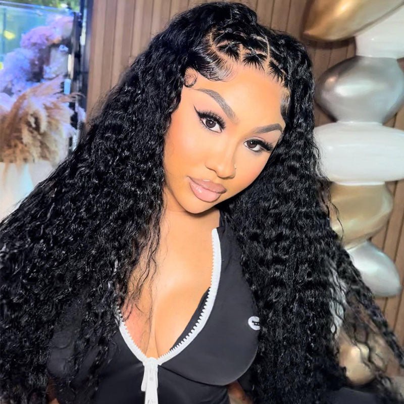 13x4 Glueless Lace Front Curly Easy - Wear Upgrade HD Lace Natural Black Human Hair Wigs - Wigtrends