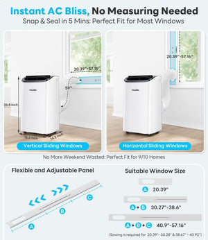 14,000 BTU Portable Air Conditioner Cools Up to 700 Sq.Ft, Auto - Evaporation Low Noise Portable AC Unit with Remote Control Fits for Large Room, Office, Garage,White - Wigtrends