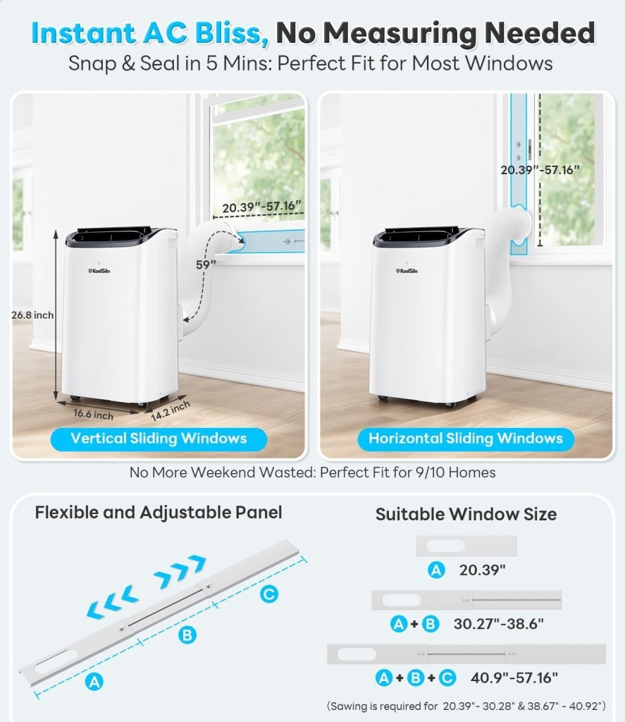 14,000 BTU Portable Air Conditioner Cools Up to 700 Sq.Ft, Auto - Evaporation Low Noise Portable AC Unit with Remote Control Fits for Large Room, Office, Garage,White - Wigtrends