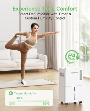 1500 Sq.ft Dehumidifier for Basement 21 Pint Dehumidifiers for Home Large Room with Drain Hose, Smart Humidity Control, 3 Modes, 24H Timer, Auto Defrost, Ideal for Bedrooms, Bathroom, White - Wigtrends
