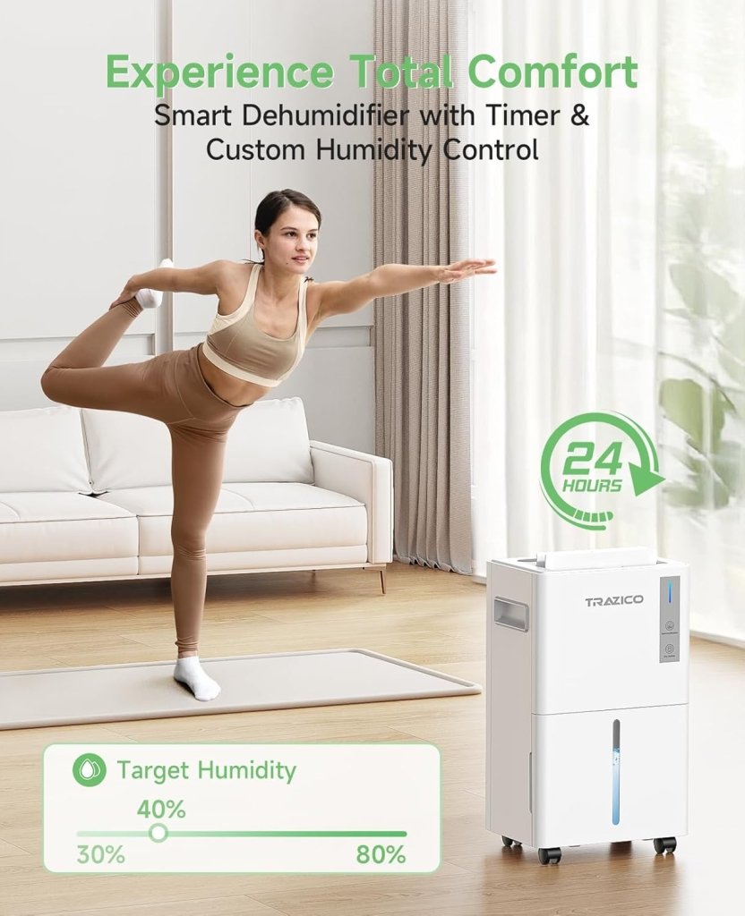 1500 Sq.ft Dehumidifier for Basement 21 Pint Dehumidifiers for Home Large Room with Drain Hose, Smart Humidity Control, 3 Modes, 24H Timer, Auto Defrost, Ideal for Bedrooms, Bathroom, White - Wigtrends
