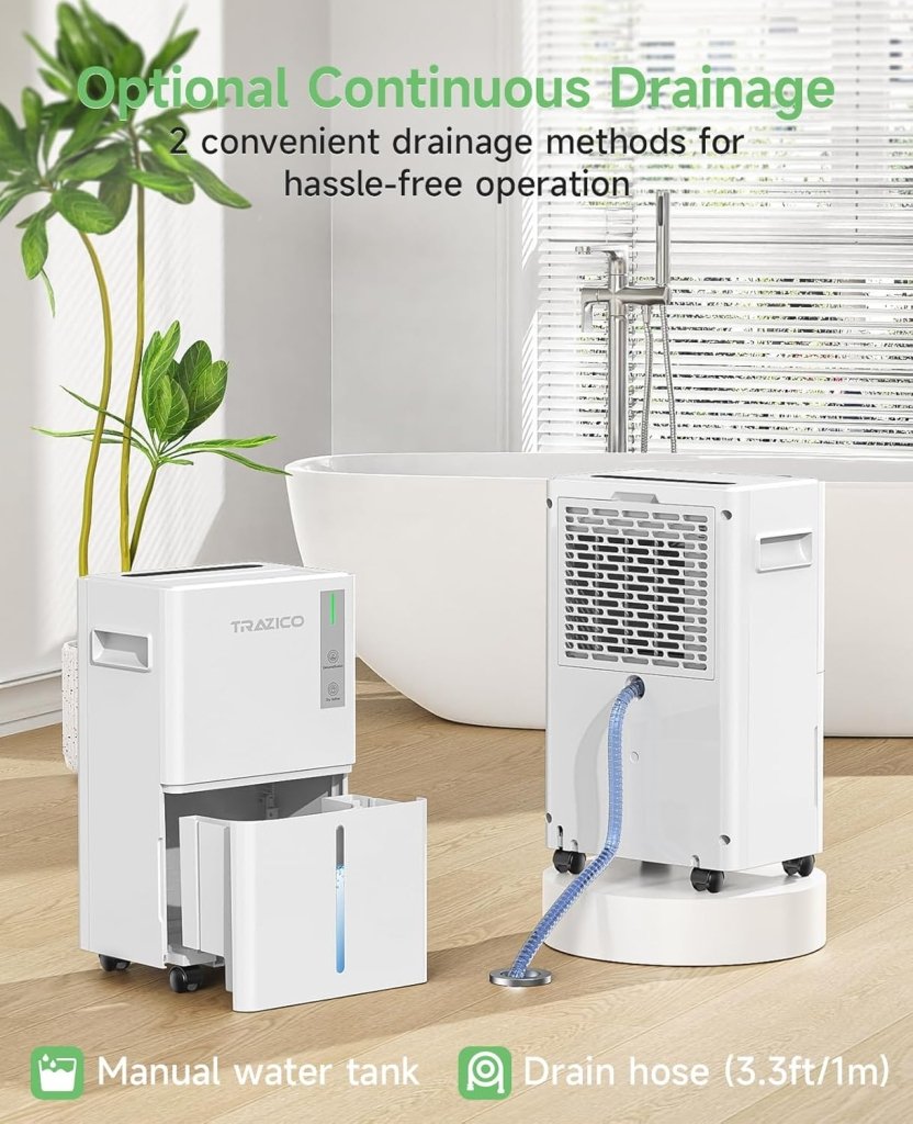 1500 Sq.ft Dehumidifier for Basement 21 Pint Dehumidifiers for Home Large Room with Drain Hose, Smart Humidity Control, 3 Modes, 24H Timer, Auto Defrost, Ideal for Bedrooms, Bathroom, White - Wigtrends