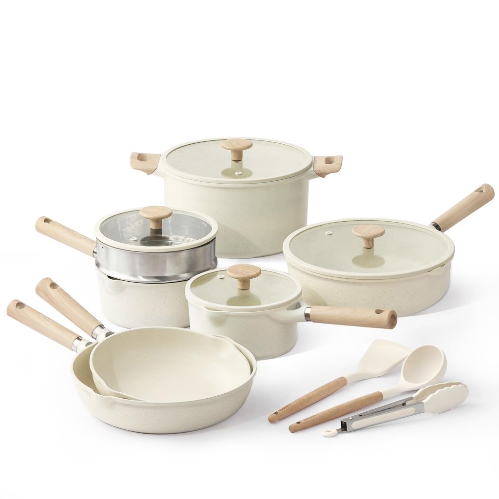 16pcs Large Capacity Granite Pots and Pans Nonstick Cookware Sets - Wigtrends