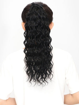 18" Natural Black Deep Wave Clip-In Ponytail - Wigtrends