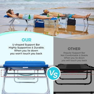 2 Pack Outdoor Chaise Lounge Chair - Portable Folding Patio Pool Lounge Chair, 5 Positions Adjustable Reclining Camping Chair with Side Table,Shoulder Strap, Pillow for Beach Sunbathing Lawn - Wigtrends