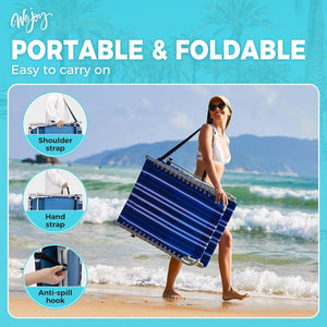 2 Pack Outdoor Chaise Lounge Chair - Portable Folding Patio Pool Lounge Chair, 5 Positions Adjustable Reclining Camping Chair with Side Table,Shoulder Strap, Pillow for Beach Sunbathing Lawn - Wigtrends