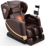 2025 Massage Chair Full Body, Zero Gravity Massage Chair with 10 Fix Rollers, Heating, Foot Massage, Auto Modes, Bluetooth Speaker, Touch Screen Controller (Black & Brown) - Wigtrends