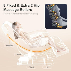 2025 Massage Chair Full Body, Zero Gravity Massage Chair with 10 Fix Rollers, Heating, Foot Massage, Auto Modes, Bluetooth Speaker, Touch Screen Controller (Black & Brown) - Wigtrends