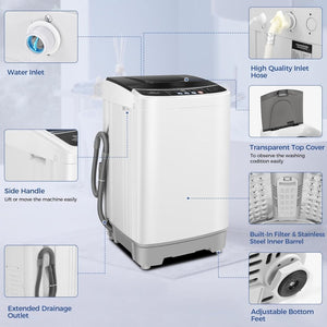 20Lbs Portable Washing Machine Nictemaw Portable Washer, 2.8 Cu.ft Washer and Dryer Combo with Drain Pump, 10 Programs 8 Water Level Compact Laundry Washer for Home, Apartment, RV, Dorms - Wigtrends