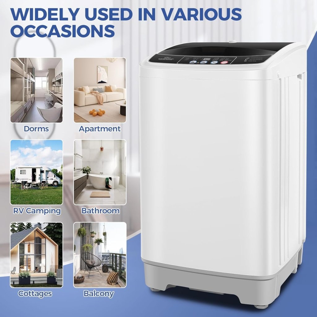 20Lbs Portable Washing Machine Nictemaw Portable Washer, 2.8 Cu.ft Washer and Dryer Combo with Drain Pump, 10 Programs 8 Water Level Compact Laundry Washer for Home, Apartment, RV, Dorms - Wigtrends