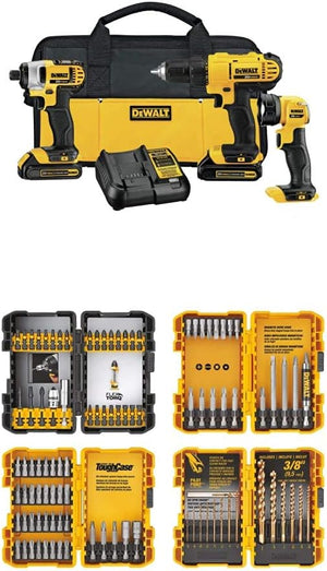 20V MAX Cordless Drill Impact Driver and LED Work Light Portable, Power Tool Combo Kit 3 Tool, 2 Batteries and Charger Included (DCK340C2) - Wigtrends