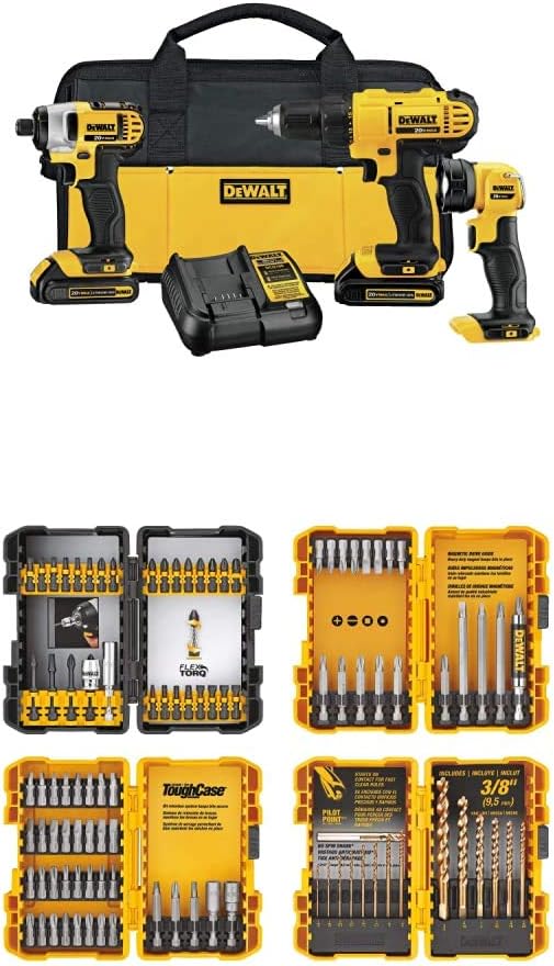 20V MAX Cordless Drill Impact Driver and LED Work Light Portable, Power Tool Combo Kit 3 Tool, 2 Batteries and Charger Included (DCK340C2) - Wigtrends