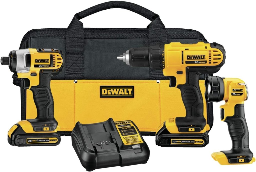 20V MAX Cordless Drill Impact Driver and LED Work Light Portable, Power Tool Combo Kit 3 Tool, 2 Batteries and Charger Included (DCK340C2) - Wigtrends