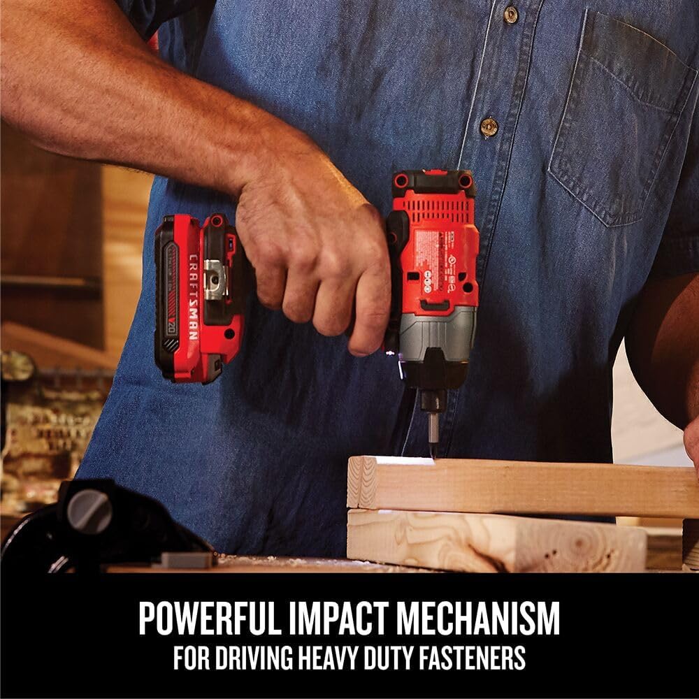 20V MAX Impact Driver Kit, 1/4 Inch, 2,800 RPM, LED Work light, Battery and Charger Included (CMCF800C1) - Wigtrends