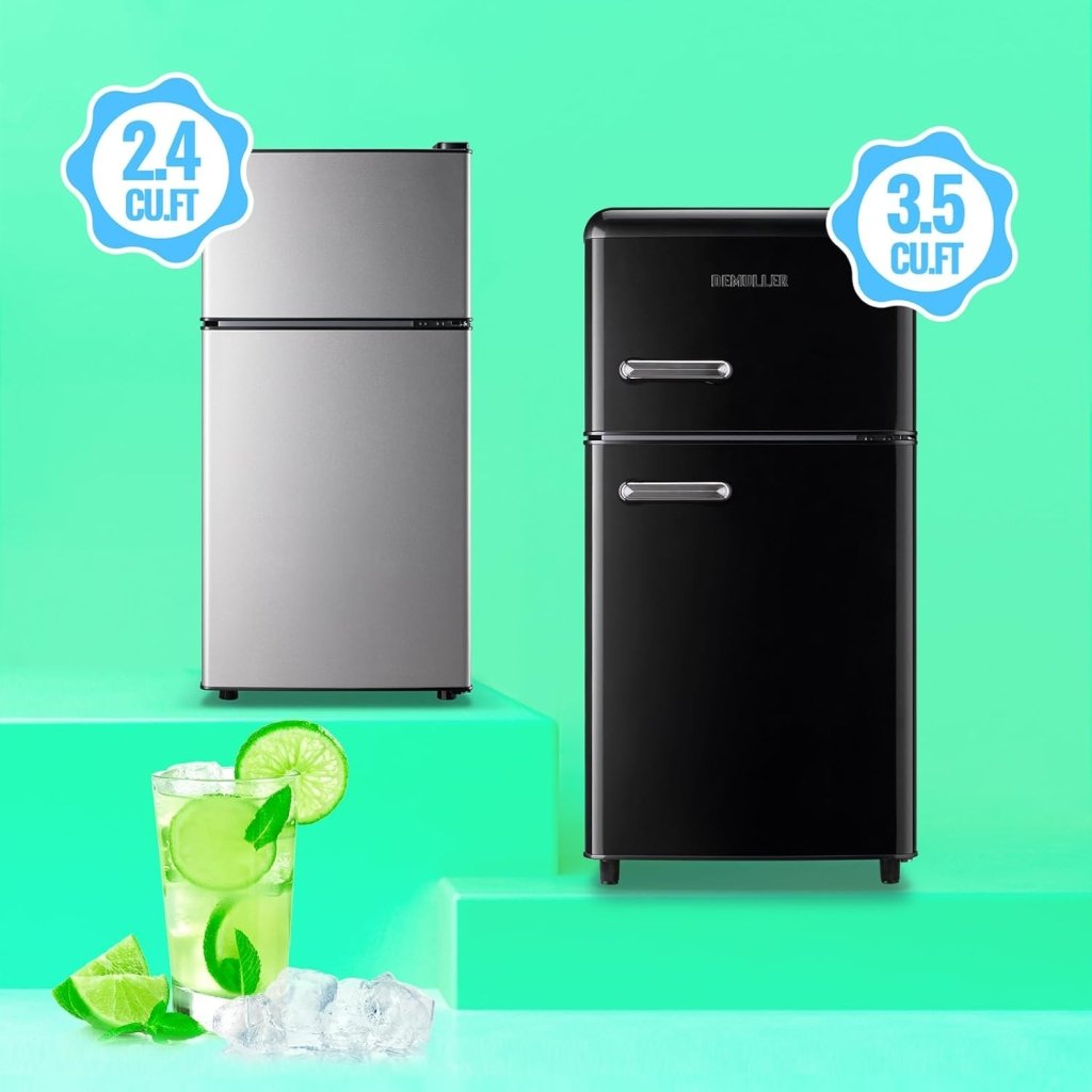 2.4 Cu.Ft Mini Fridge with Freezer & Double Door Small Tiny Size Refrigerator with 7 Temperature Control Knob Only Suitable for One Person Use Black - Wigtrends