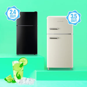 2.4 Cu.Ft Mini Fridge with Freezer & Double Door Small Tiny Size Refrigerator with 7 Temperature Control Knob Only Suitable for One Person Use Black - Wigtrends