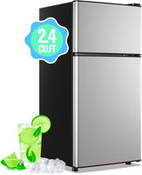 2.4 Cu.Ft Mini Fridge with Freezer & Double Door Small Tiny Size Refrigerator with 7 Temperature Control Knob Only Suitable for One Person Use Black - Wigtrends