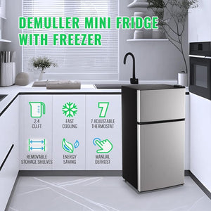 2.4 Cu.Ft Mini Fridge with Freezer & Double Door Small Tiny Size Refrigerator with 7 Temperature Control Knob Only Suitable for One Person Use Black - Wigtrends