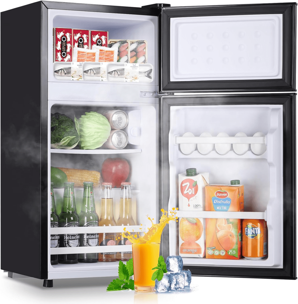 2.4 Cu.Ft Mini Fridge with Freezer & Double Door Small Tiny Size Refrigerator with 7 Temperature Control Knob Only Suitable for One Person Use Black - Wigtrends