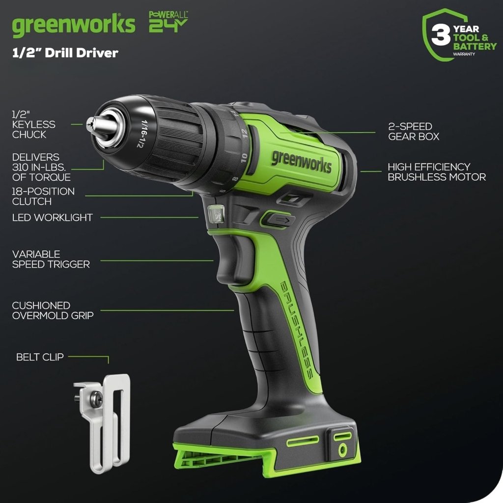 24V Brushless Cordless Drill and Impact Driver,Power Tool Combo Kit Included 1/2”Drill & 1/4”Hex Impact Driver and (2) Batteries, Fast Charger, 2 pcs Drill Bit Set & Bag - Wigtrends