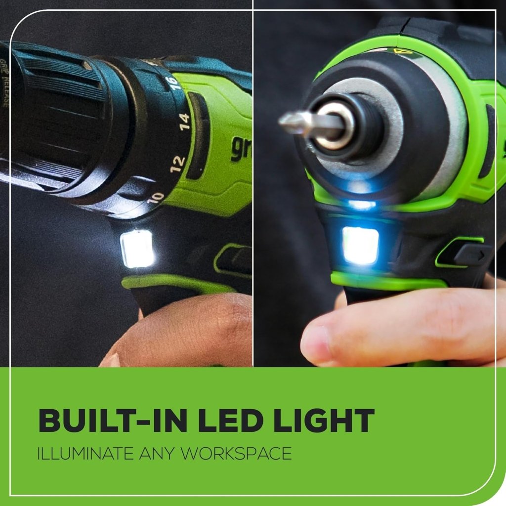 24V Brushless Cordless Drill and Impact Driver,Power Tool Combo Kit Included 1/2”Drill & 1/4”Hex Impact Driver and (2) Batteries, Fast Charger, 2 pcs Drill Bit Set & Bag - Wigtrends